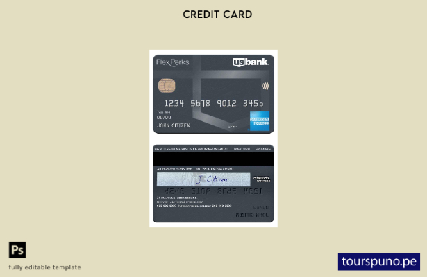 listo para imprimir Plantilla de tarjeta Amex de reserva FlexPerks de EE. UU. de